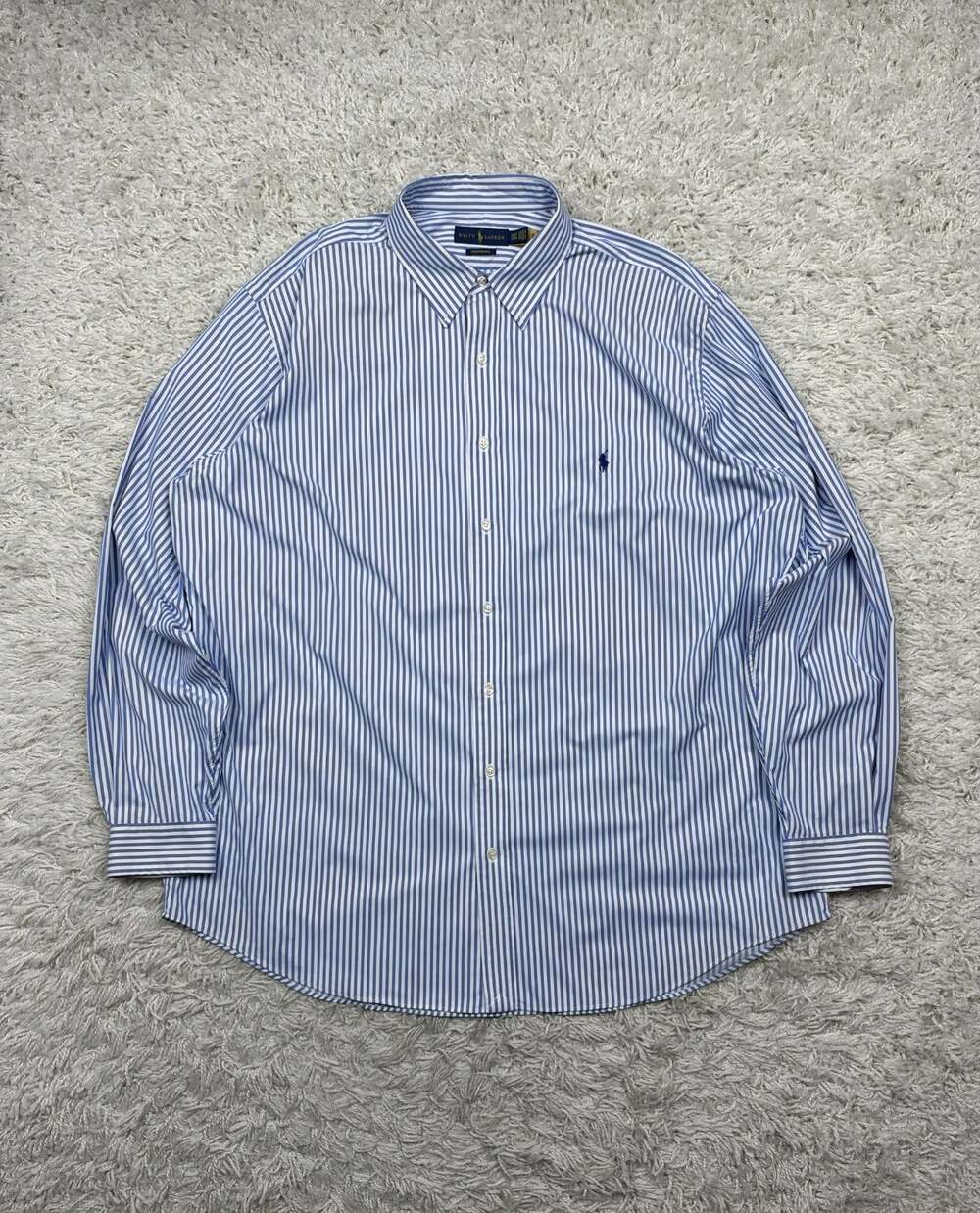 Polo Ralph Lauren Performance Shirt Mens 2XLT Tall Blue White Striped Stretch